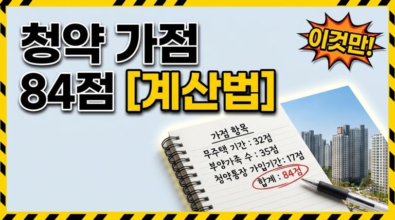 청약 가점 계산법 — 무주택 기간·부양가족·통장 가입기간 (84점 만점 구조)