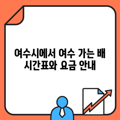 여수시에서 여수 가는 배 시간표와 요금 안내