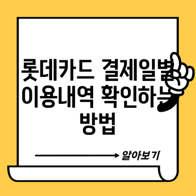 롯데카드 결제일별 이용내역 확인하는 방법