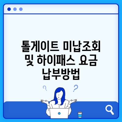 톨게이트 미납조회 및 하이패스 요금 납부방법