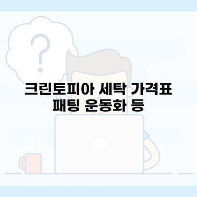 크린토피아 세탁 가격표 패팅 운동화 등