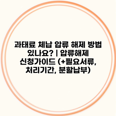 과태료 체납 압류 해제 방법 있나요? | 압류해제 신청가이드 (+필요서류, 처리기간, 분할납부)