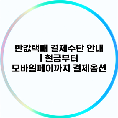 반값택배 결제수단 안내 | 현금부터 모바일페이까지 결제옵션