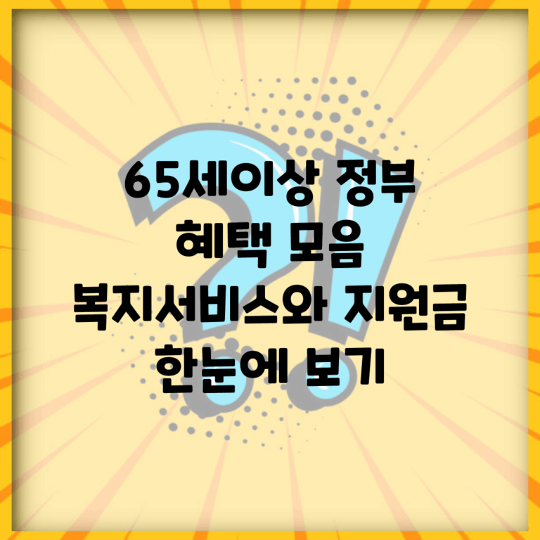 65세이상 정부 혜택 모음 | 복지서비스와 지원금 한눈에 보기