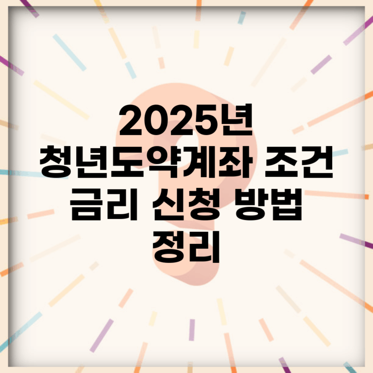 2025년 청년도약계좌 조건, 금리, 신청 방법 정리