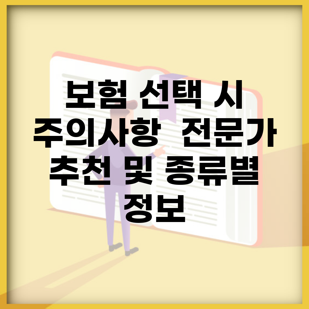 보험 선택 시 주의사항 | 전문가 추천 및 종류별 정보