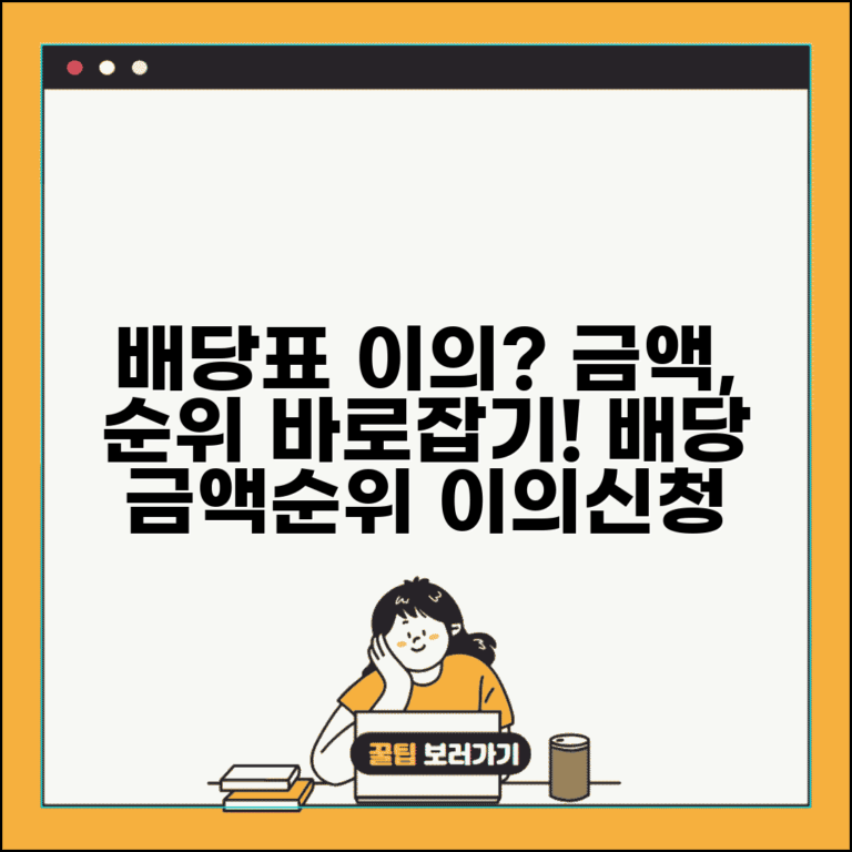 배당기일 배당표 이의 | 배당 금액 및 순위 이의신청