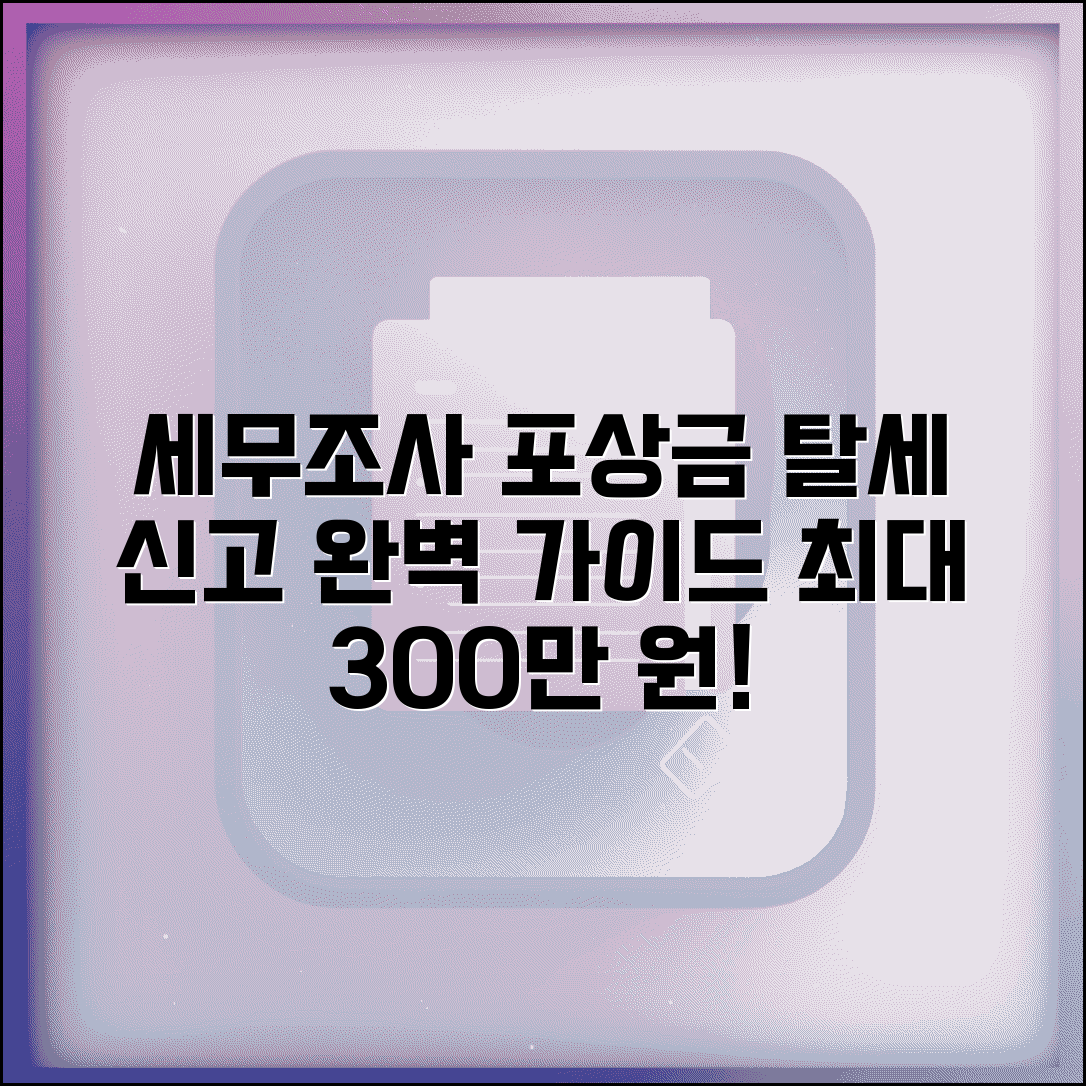 세무조사 포상금 신고 포상금 제도 | 탈세 신고 포상금 완벽 가이드
